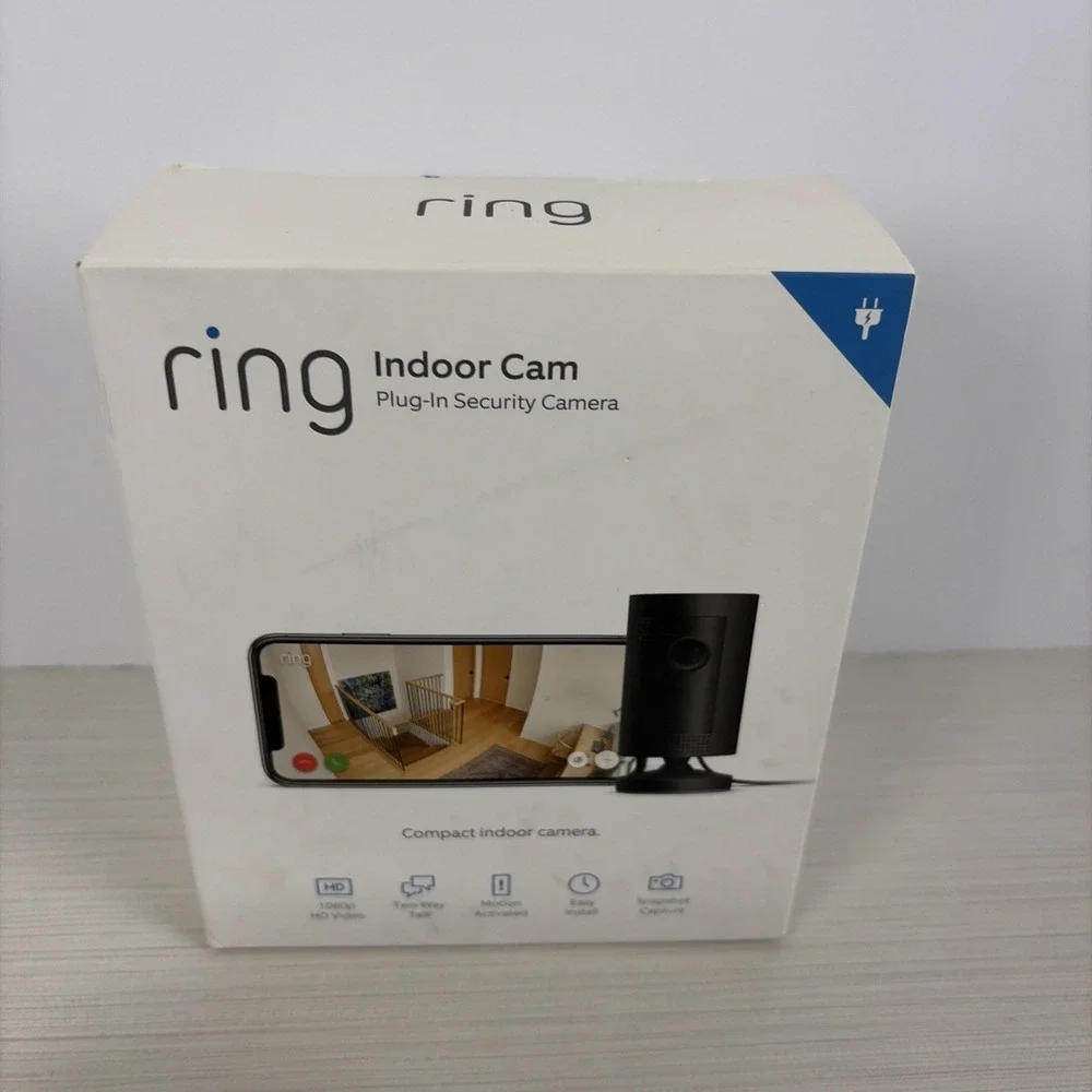 Ring Indoor Cam Black Plug-In Camera New Open Box